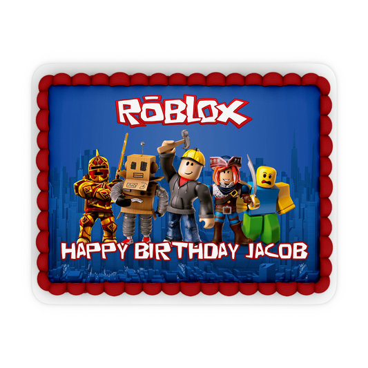 Rectangle shaped Roblox personalized cake images