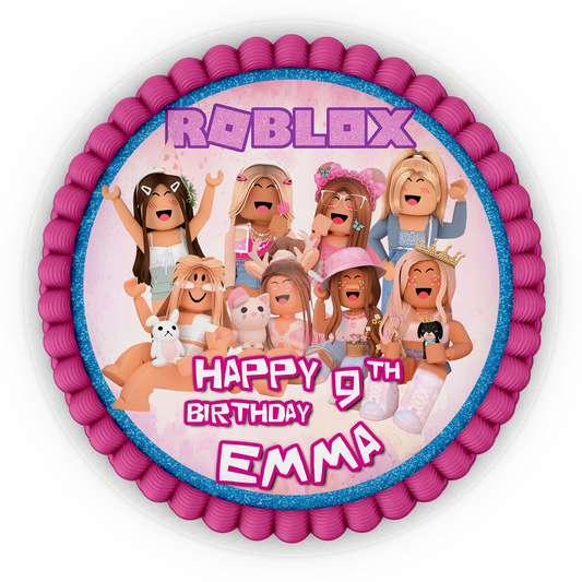 Round shaped Roblox personalized cake images