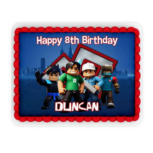 Rectangle shaped Roblox personalized cake images