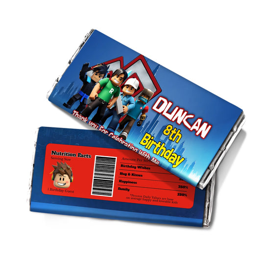 Roblox themed chocolate label