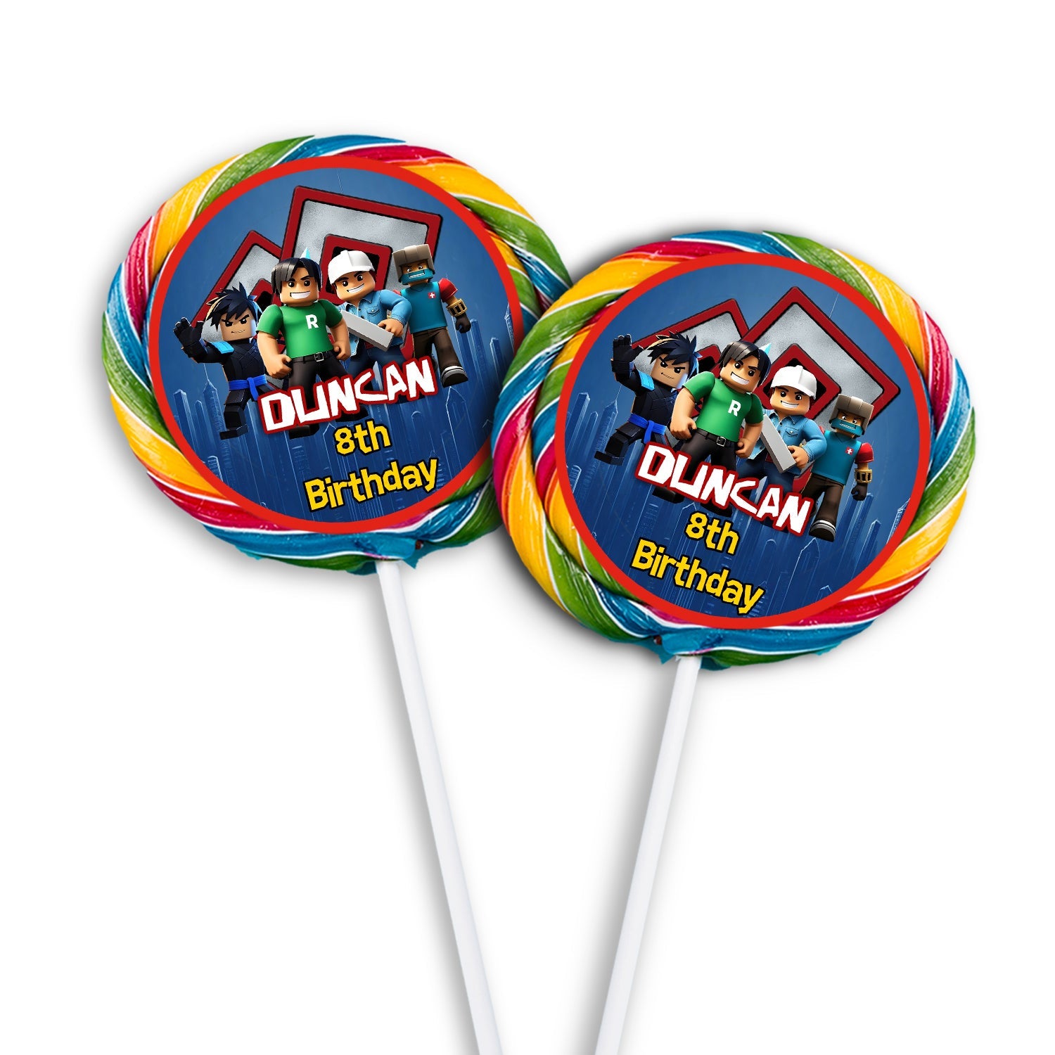 Lollipop label with Roblox theme