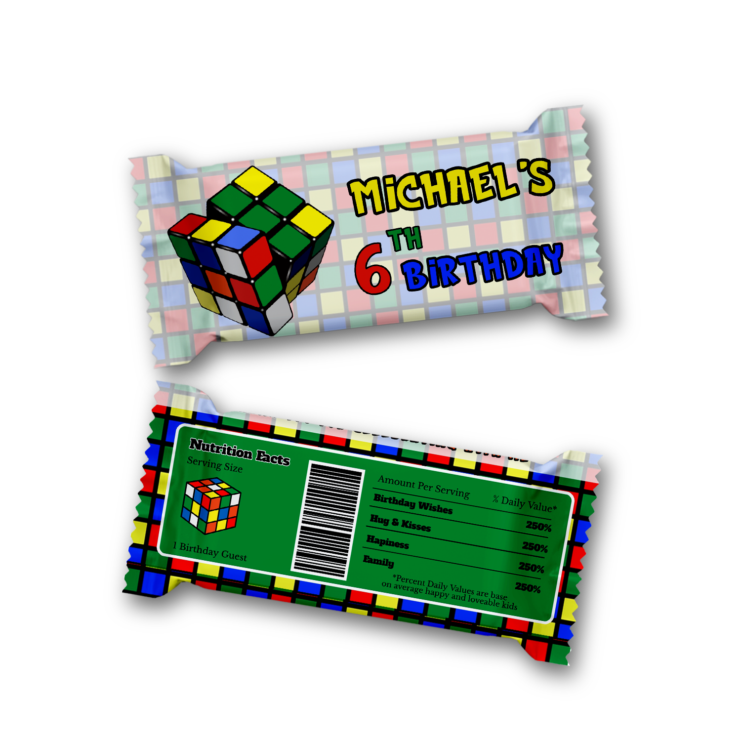 Rice Krispies Treats Label & Candy Bar Label for Rubiks, Rubik Cube