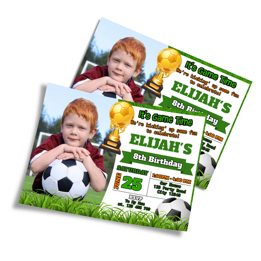 Personalized Soccer Photo Card Invitations