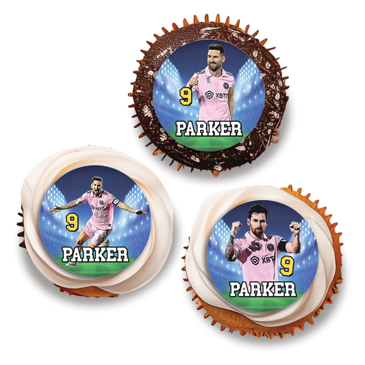 Personalized cupcakes toppers with Lionel Messi design