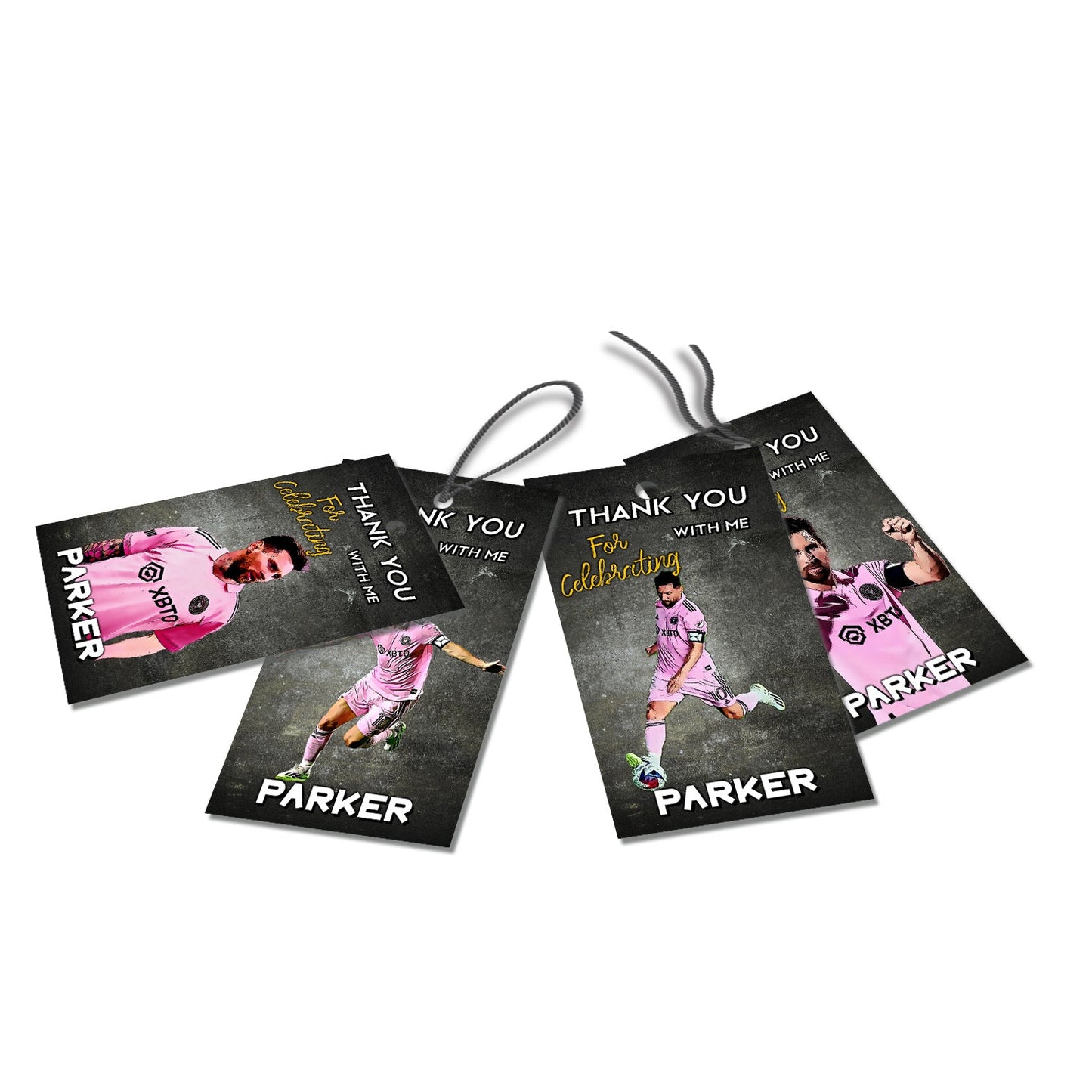 Favor tags or thank you tags featuring Lionel Messi