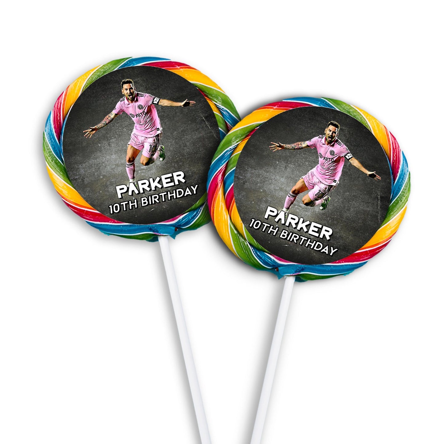 Lollipop label featuring Lionel Messi