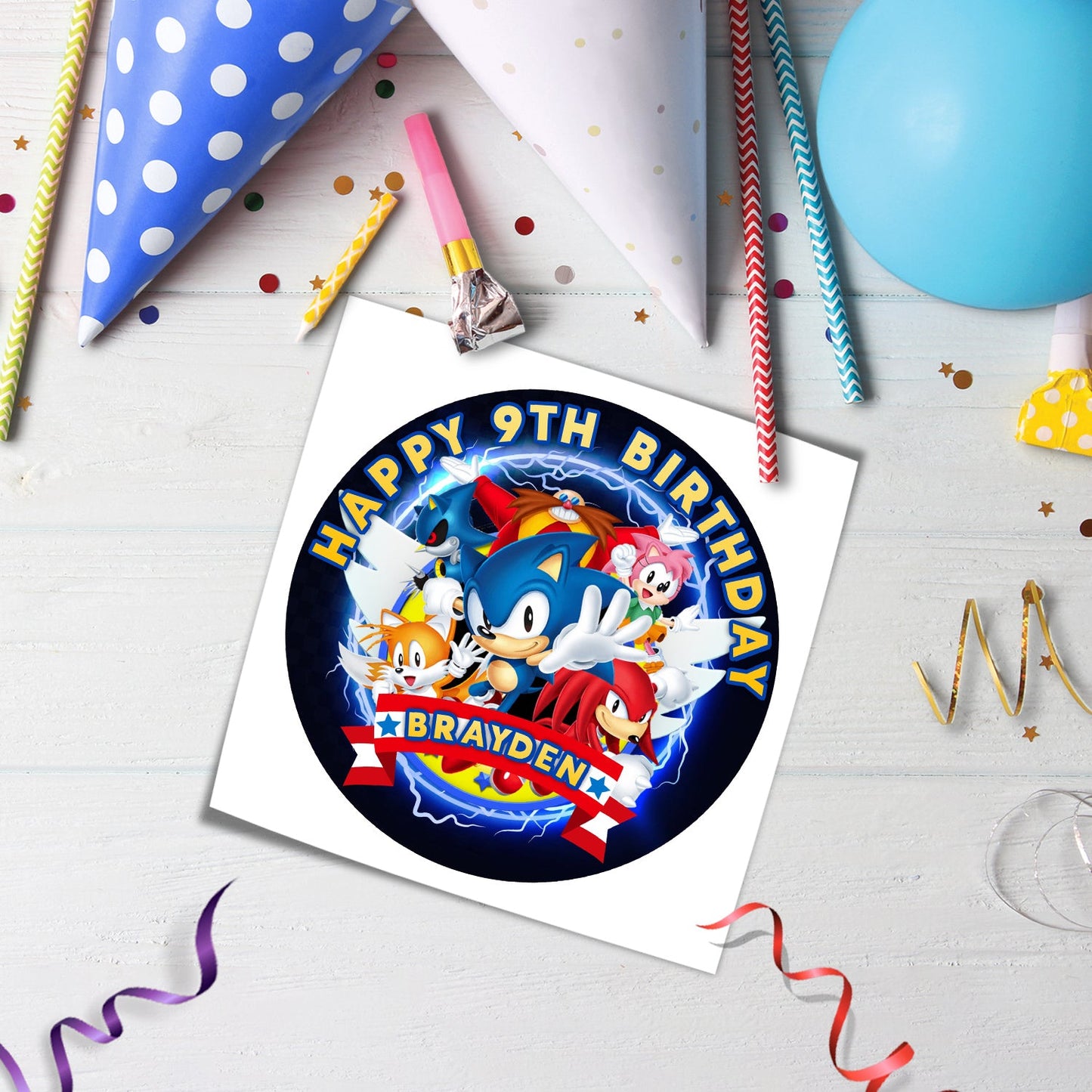 Make Your Cake Stand Out with Sonic The Hedgehog Personalized Round Cake Images