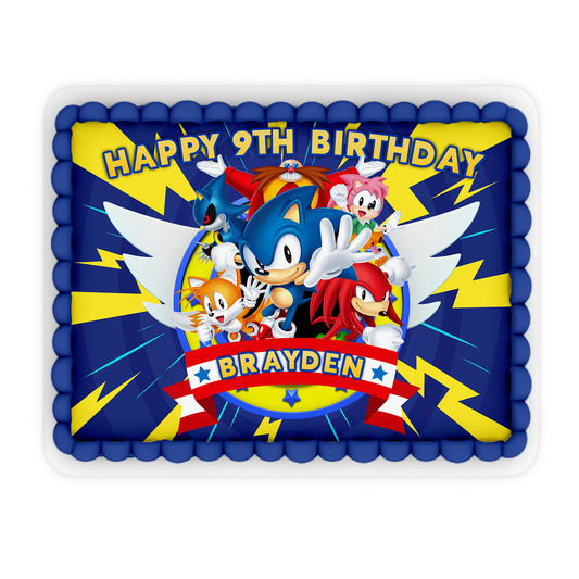 Rectangle Sonic The Hedgehog personalized cake images