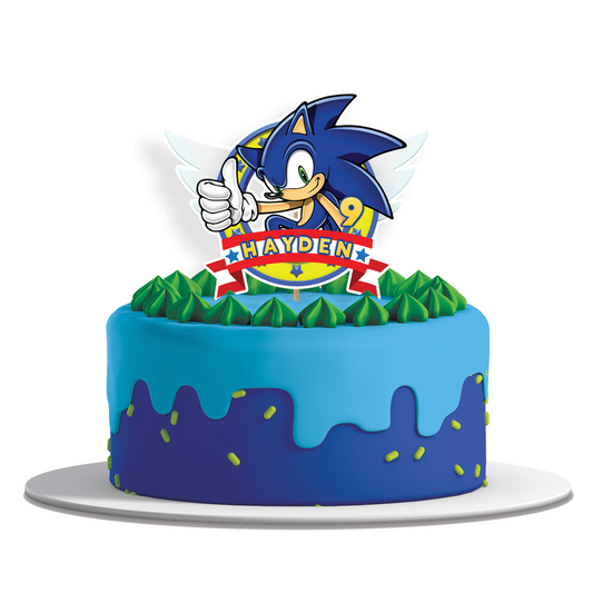 Sonic The Hedgehog themed personalized cake toppers