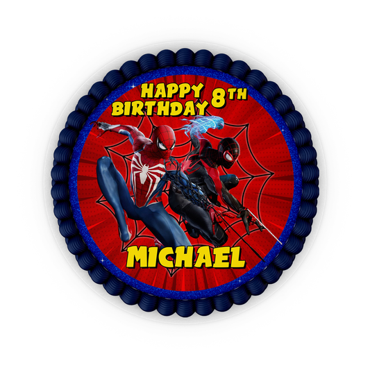 Round Spiderman personalized cake images