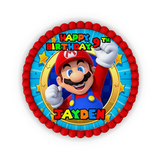 Round-shaped Super Mario personalized cake images