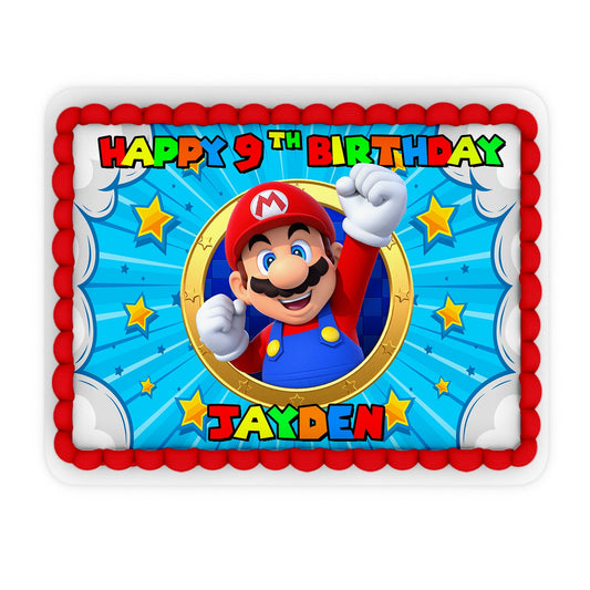 Rectangle-shaped Super Mario personalized cake images