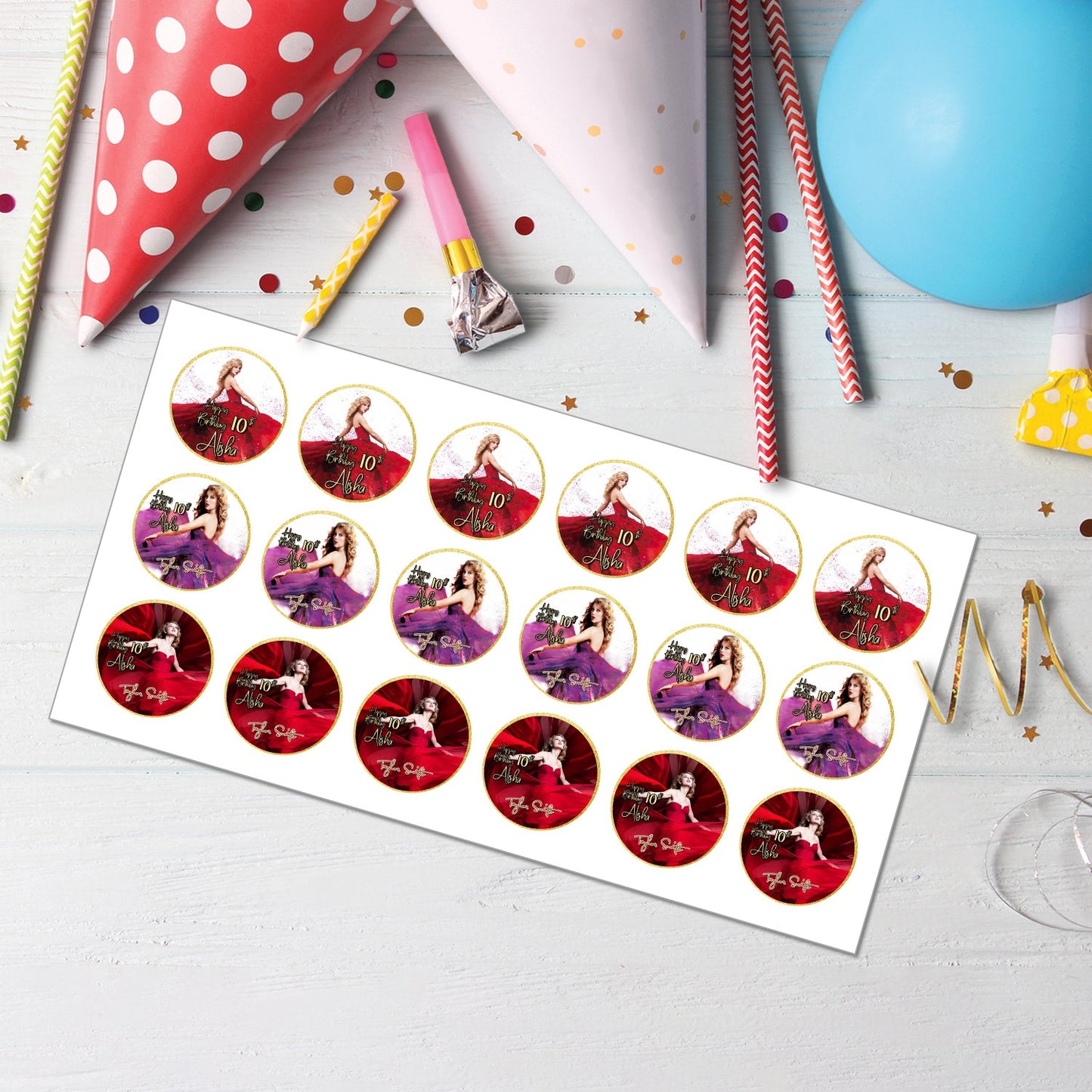 Taylor Swift Personalized Cupcakes Toppers - A Sweet Addition to Your Party