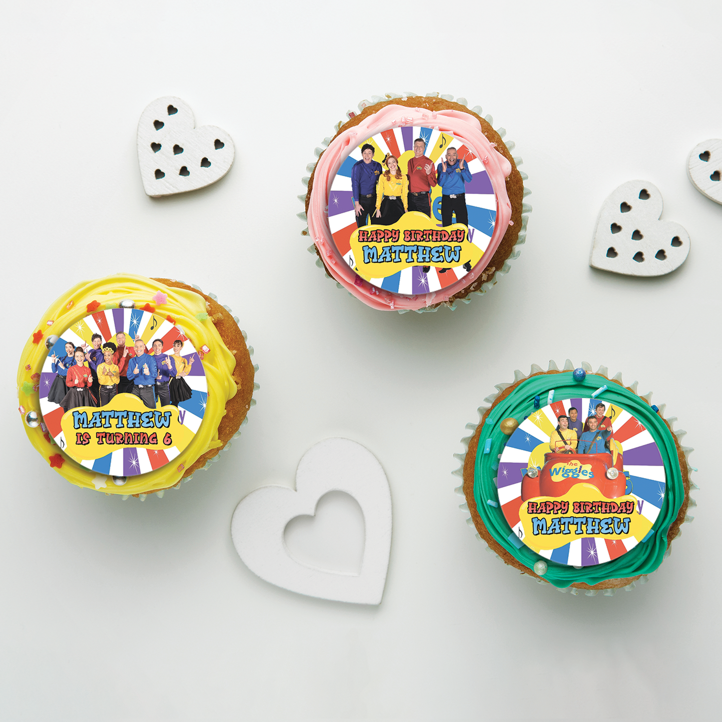 The Wiggles Edible Icing Cupcakes Image - 5cm(D)