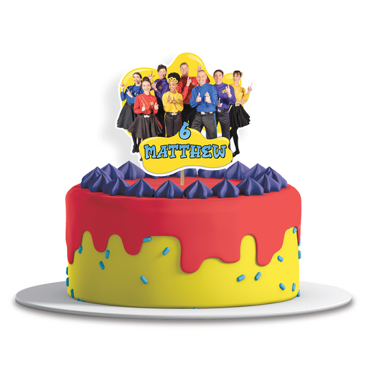Personalized The Wiggles Cake Topper for Kids Birthday Party: A customized The Wiggles cake topper with your child’s name and age.