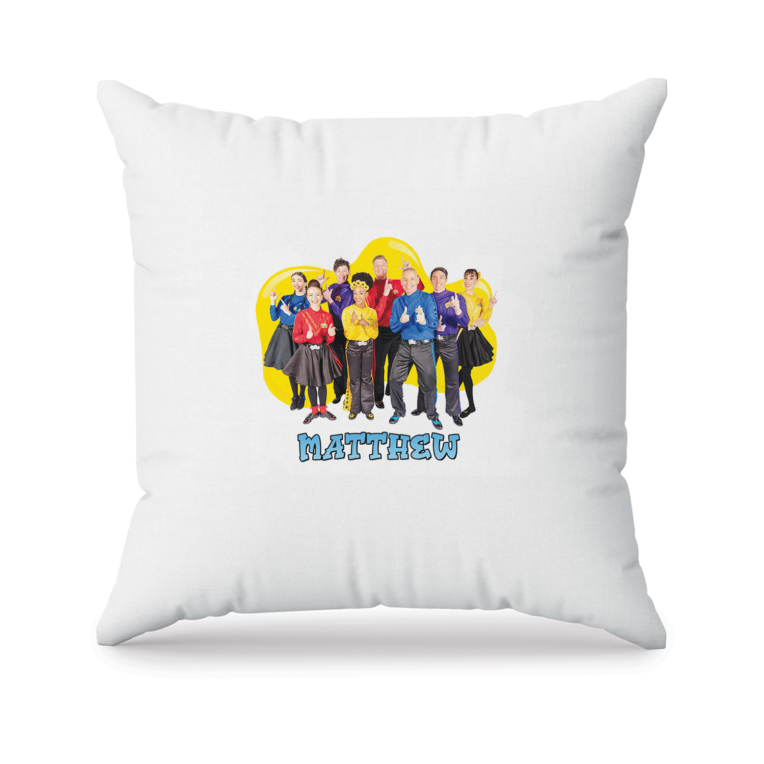 Personalized The Wiggles Sofa Pillowcase Gift for Kids: A white pillowcase with a personalized The Wiggles design.