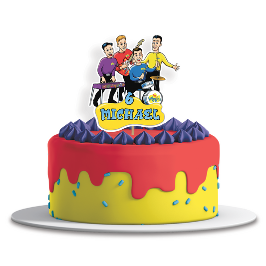 Personalized The Wiggles Cake Topper for Kids Birthday Party: A customized The Wiggles cake topper with your child’s name and age.