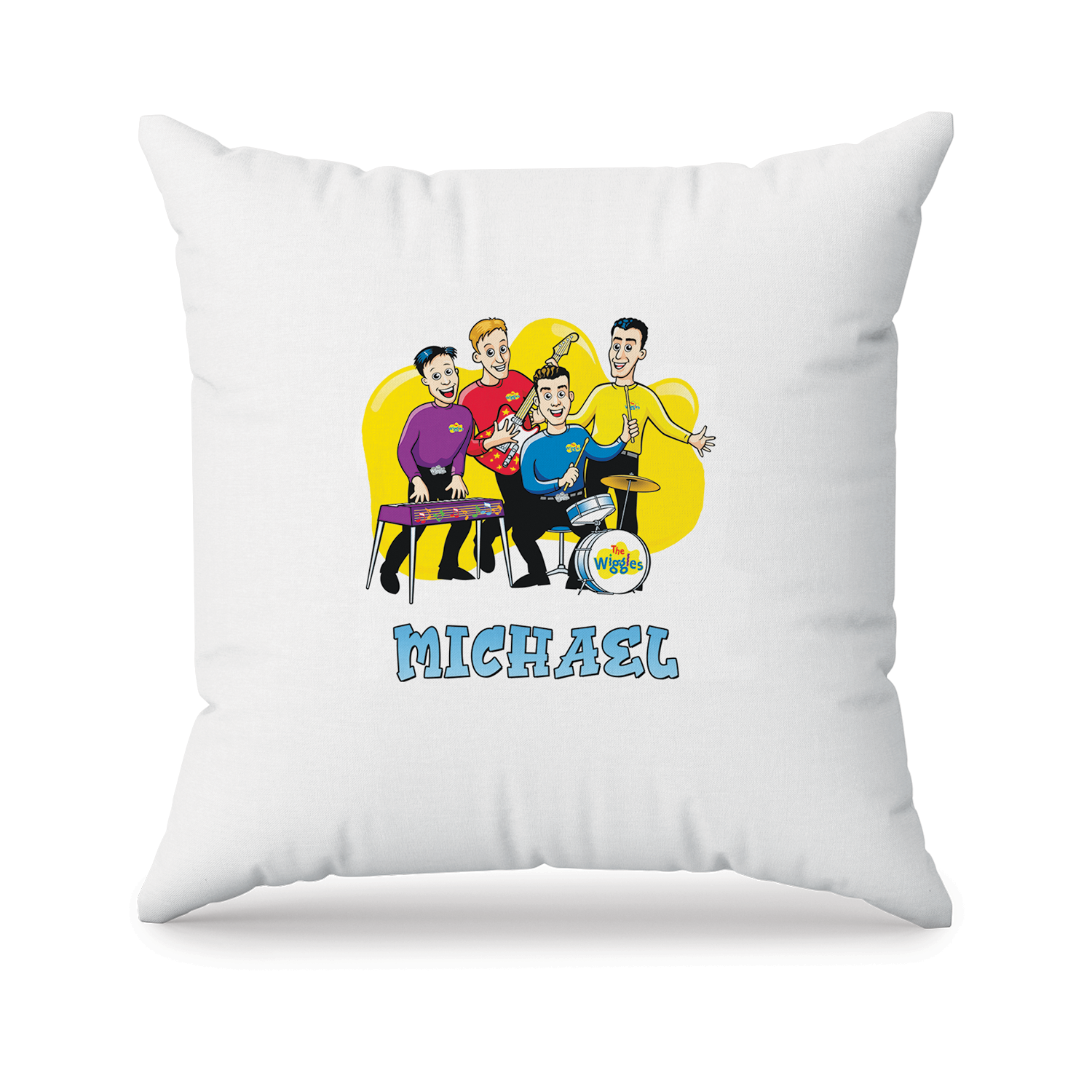 Personalized The Wiggles Sofa Pillowcase Gift for Kids: A white pillowcase with a personalized The Wiggles design.