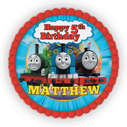 Thomas & Friends Personalized Kids' Birthday Cake Decoration - Edible Cake Image (16.5cm Diameter)