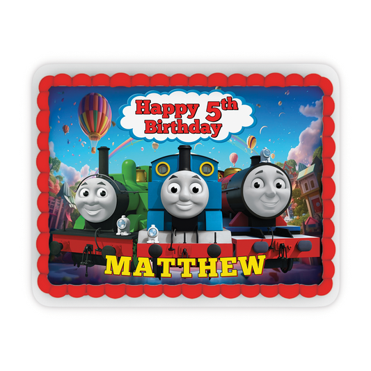 Thomas & Friends Personalized Kids' Birthday Cake Decoration - Edible Cake Image (A4 Size)