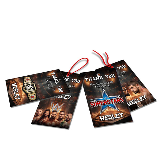 WWE themed thank you tags