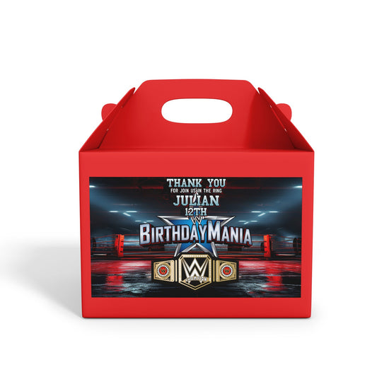 WWE themed treat box label